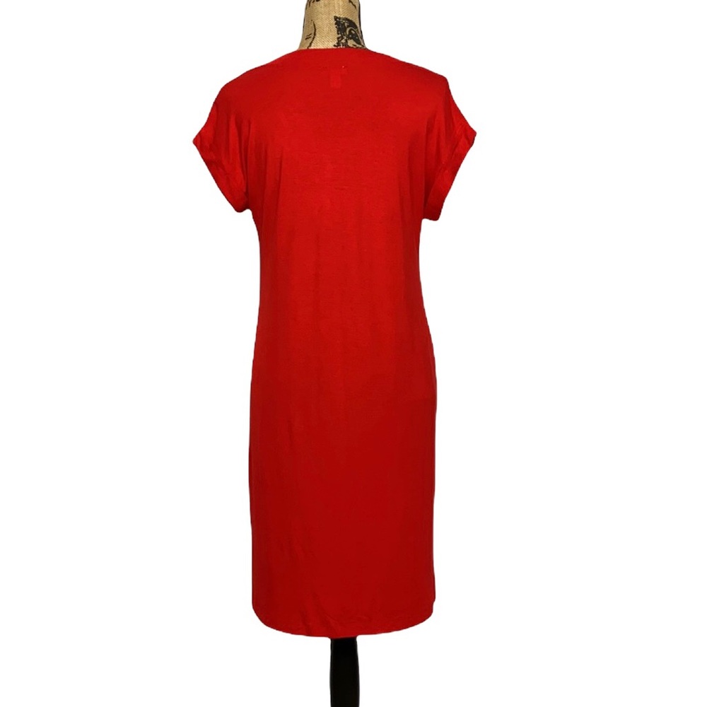 Spense Red Short Sleeve V-Neck A-Line Mini Dress S - Picture 3 of 7